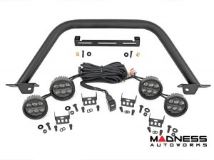 Ford Bronco Front Bumper Guard - Safari Bar - OE Modular Bumper - Rough Country - w/ 4x 3.5in Round Lights - Amber DRL Ford Bronco Front Bumper Guard - Safari Bar - OE Modular Bumper - Rough Country - w/ 4x 3.5in Round Lights - Amber DRL